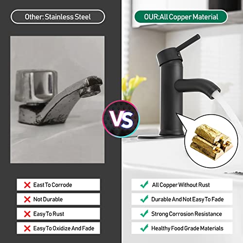 Black Bathroom Faucet Single Handle Bathroom Sink Faucet with Pop-up Drain Rv Lavatory Vessel Faucet Basin Mixer Tap with Deck Plate