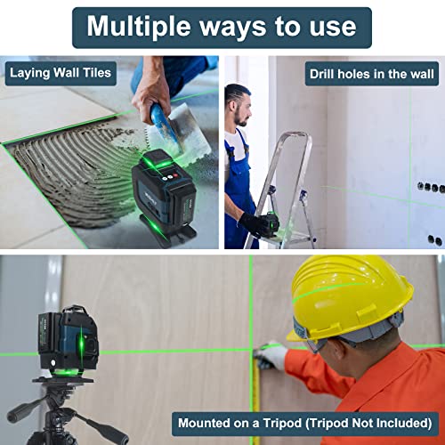 Vashly Laser Level, 16 Line Green Laser Level Self Leveling, 4 x 360° Cross Line Lazer Level Tool with Horizontal and Vertical Lines, Remote Controller, Rotating Stand, Portable Bag Outdoor Indoor