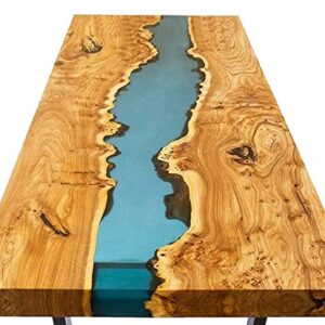 Epoxy Table, Live Edge Wooden Table, Epoxy Resin River Table, Natural Wood,Dining Table, Natural Epoxy Table, Resin Table 42" x 24" Inch, Piece Of Conversation