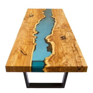 Epoxy Table, Live Edge Wooden Table, Epoxy Resin River Table, Natural Wood,Dining Table, Natural Epoxy Table, Resin Table 42" x 24" Inch, Piece Of Conversation