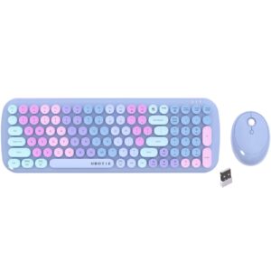 wireless keyboards and mouse combos, ubotie colorful gradient rainbow colored retro typewriter flexible keyboard, 2.4ghz connection and optical mouse