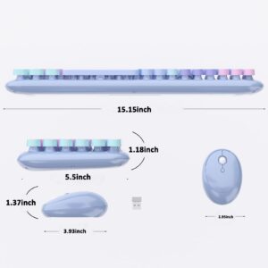 Wireless Keyboards and Mouse Combos, UBOTIE Colorful Gradient Rainbow Colored Retro Typewriter Flexible Keyboard, 2.4GHz Connection and Optical Mouse