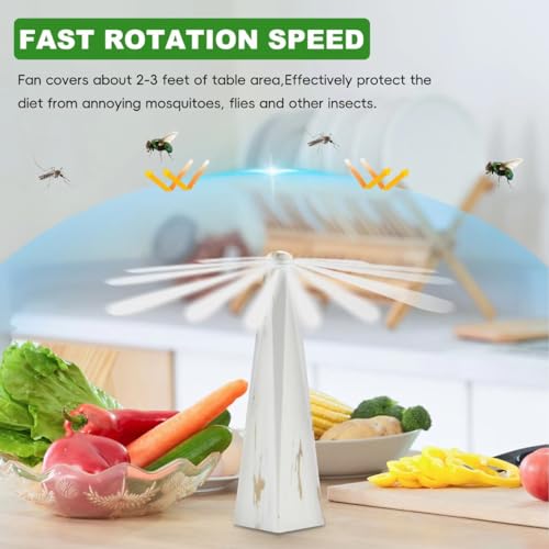 Fly Fans for Tables Fly Repellent for Outdoor Bug Fan Fly Repellent USB Charging Fan and Bugs Fly for Indoor Fly Insect Traps Fan Keep Flies and Bugs Zap Perfor Table Patio Fly Fans Deterrent (White)