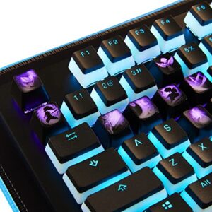 league of legends custom keycaps (champion ashe) - laser engraved with each champion's portrait, passive, and skills. fit with any mechanical keyboard. league of legends gift for gamers