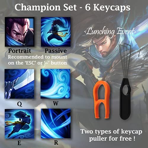 League of Legends Custom Keycaps (Champion Ashe) - Laser Engraved with Each Champion's Portrait, Passive, and Skills. Fit with Any Mechanical Keyboard. League of Legends Gift for Gamers