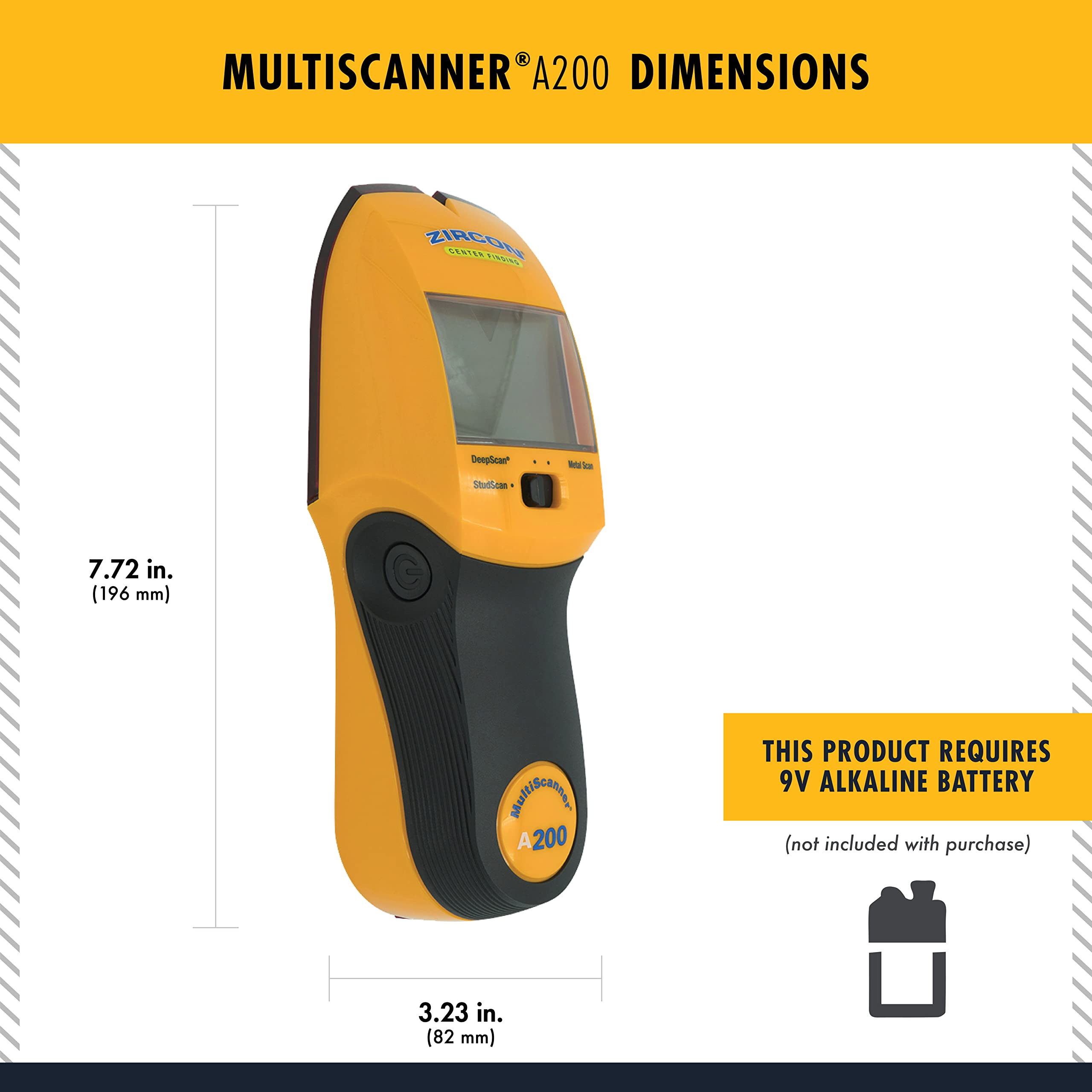 Zircon Multiscanner A200 Electronic Wall Scanner / Metal Detector/ Live AC Wire Detection With SpotLite Pointer