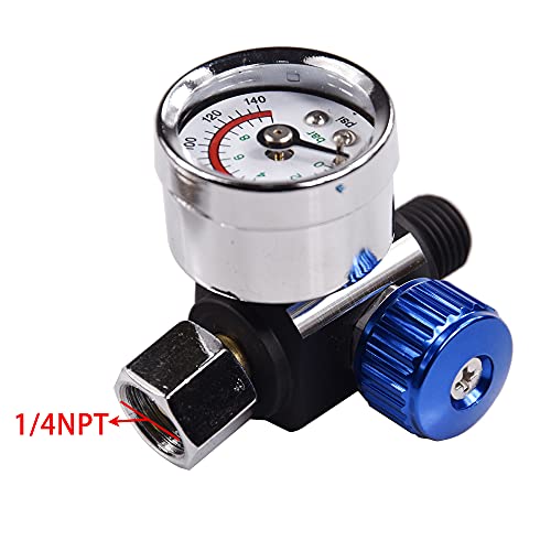 Spray Gun Air Pressure Regulator, 1/4"-NPT Air Pressure Regulator Kit, Air Regulating Valve Regulator, Suitable For Spray Gun Instruments And Pneumatic Tools, Better Spraying Effect