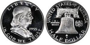 1955 franklin silver proof half dollar ungraded