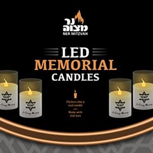 Ner Mitzvah Electric Yahrzeit Candle - LED Votive Candles - Flameless Memorial Candle