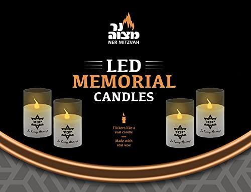 Ner Mitzvah Electric Yahrzeit Candle - LED Votive Candles - Flameless Memorial Candle