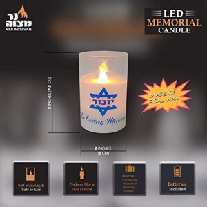 Ner Mitzvah Electric Yahrzeit Candle - LED Votive Candles - Flameless Memorial Candle