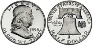 1958 franklin silver proof half dollar ungraded