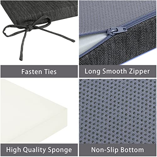 baibu 36 Inch Classic Solid Color Bench Cushion with Ties, Non-Slip Indoor Outdoor Rectangle Bench Seat Cushion Standard Size Foam Pad with Machine Washable Cover - One Pad Only (Black, 36x15x1.5in)