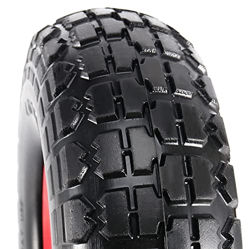 HEIHAK 10 Inches 4.10/3.50-4 Flat Free Hand Truck Tire with 5/8-Inch Center Shaft Hole, Flat Free Tire Wheel for Wagon, Dolly, Hand Truck, 220 lbs Max Load Bearing Capacity