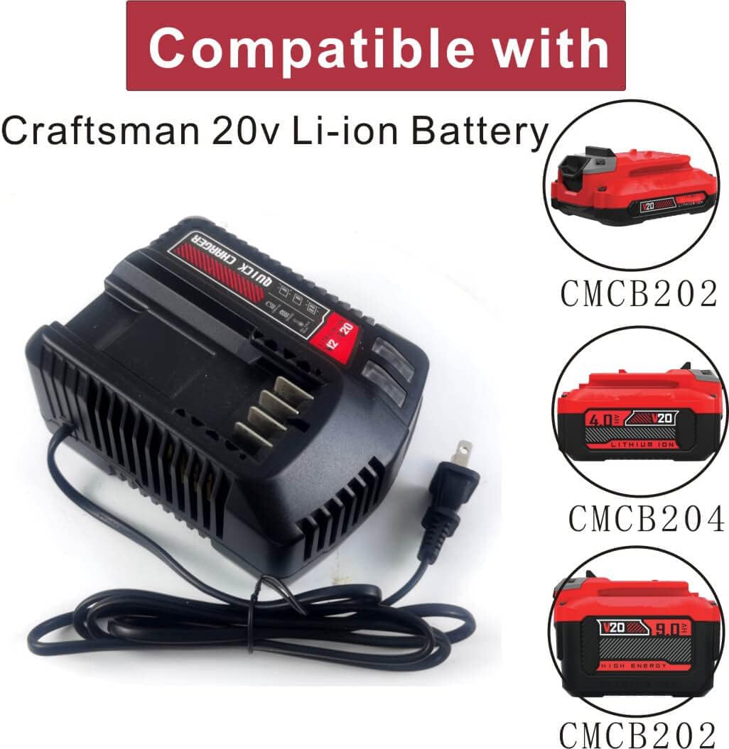 Anoitd CMCB104 Replace for 20V Craftsman V20 Lithium-ion Battery Charger for CMCB201 CMCB202 CMCB203 CMCB204 CMCB205 CMCB209,Charger CMCB100,CMCB101 CMCB104, CMCB124, CMCB102