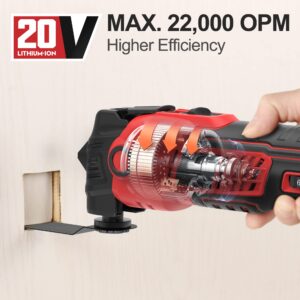 POPULO 20V Cordless Oscillating Tool Kits, 22000 OPM Variable Speed, 4.5° Oscillating Angle Multi Tool, 27 Piece Battery Powered Multi-Tool for Cutting Wood, Drywall, Nails, Scraping, and Sanding