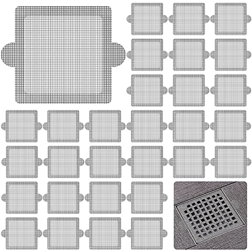 OneAXE Disposable Hair Catcher Shower Drain Floor Sink Strainer Filter Mesh with Stickers for Bathroom and Kitchen 30 Pack Square Grey, Gray, DL003