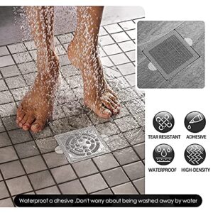 OneAXE Disposable Hair Catcher Shower Drain Floor Sink Strainer Filter Mesh with Stickers for Bathroom and Kitchen 30 Pack Square Grey, Gray, DL003