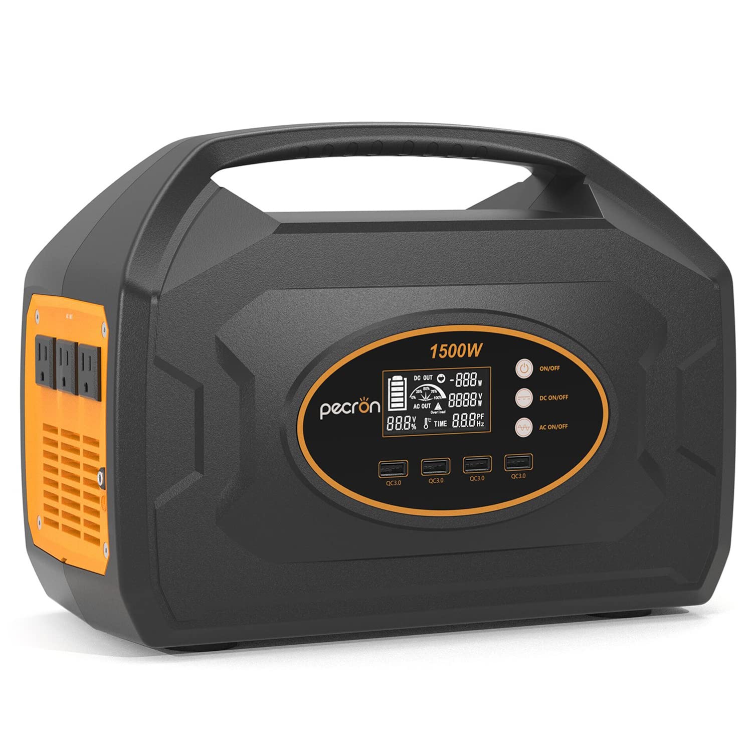 pecron S1500F Portable Power Station 1500W,1461.6Wh Solar Generator,110V/1500 Watt Pure-sine Wave,AC Outlet,12V DC Cigar,QC3.0 USB,Backup Lithium Battery for Outdoors Camping Fishing Emergency