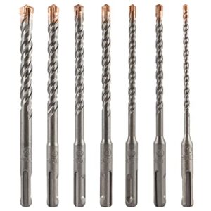 Firecore 7-Piece 6in SDS Plus Bits Set, Carbide Rotary Hammer Concrete Masonry Drill Bits Set for Brick, Stone, Masonry and Concrete - FS21507