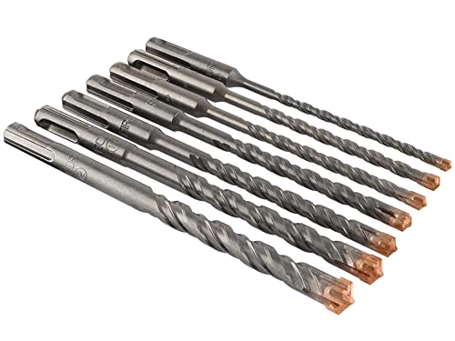 Firecore 7-Piece 6in SDS Plus Bits Set, Carbide Rotary Hammer Concrete Masonry Drill Bits Set for Brick, Stone, Masonry and Concrete - FS21507