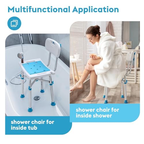 Health Line Massage Products Shower Stool for Narrow Bathtub, Small Bath Chair for Inside Shower, Heavy Duty Padded Shower Tub Seat for Bariatric, Seniors, Disabled, Handicap (Reinforced 500LB)