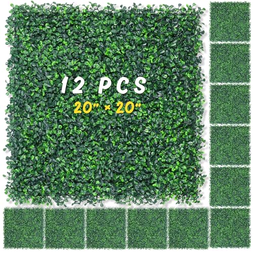 Hedge Maze Grass Wall Panels 12pc 20" x 20" Grass Wall Backdorp with UV Protection, Suitable for Events, Indoor, Outdoor, Garden, Fence,Shops, Offices Decor, Durable Wall Panels Backdrop