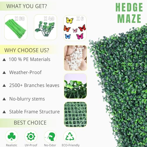 Hedge Maze Grass Wall Panels 12pc 20" x 20" Grass Wall Backdorp with UV Protection, Suitable for Events, Indoor, Outdoor, Garden, Fence,Shops, Offices Decor, Durable Wall Panels Backdrop