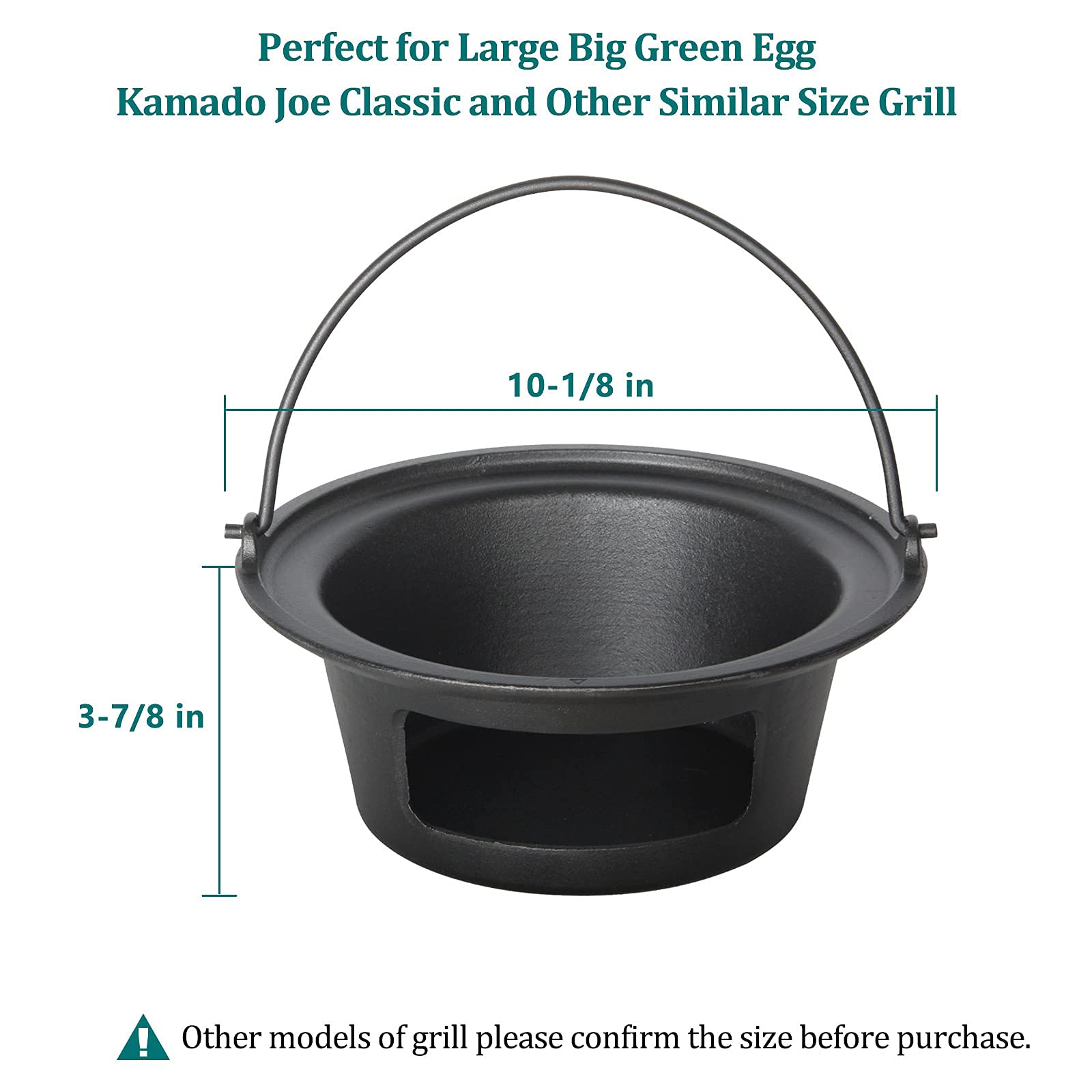 KAMaster Cast Iron Ash Can with Fire Grate for Large Big Green Egg