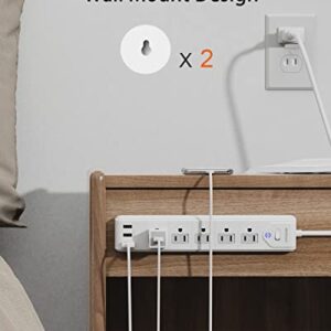 2 Prong Power Strip, WRXDMC 2 Prong to 3 Prong Outlet Adapter, 5ft Extension Cord with Polarized Plug, 1680J Surge Protector, 5 AC Outlets & 3 USB, Wall Mountable, Ideal for Non-Grounded Outlets