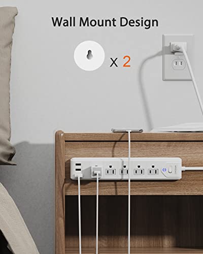 2 Prong Power Strip, WRXDMC 2 Prong to 3 Prong Outlet Adapter, 5ft Extension Cord with Polarized Plug, 1680J Surge Protector, 5 AC Outlets & 3 USB, Wall Mountable, Ideal for Non-Grounded Outlets