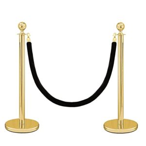 4PCS Black Velvet Stanchion Rope, 5.25 Feet Crowd Control Stanchion Ropes Fit for Movie Theaters, Grand Openings, Hotels