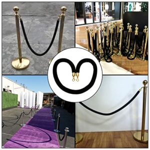 4PCS Black Velvet Stanchion Rope, 5.25 Feet Crowd Control Stanchion Ropes Fit for Movie Theaters, Grand Openings, Hotels