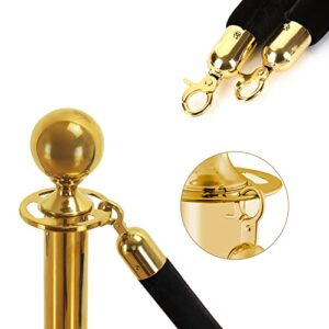 4PCS Black Velvet Stanchion Rope, 5.25 Feet Crowd Control Stanchion Ropes Fit for Movie Theaters, Grand Openings, Hotels