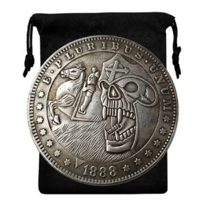 kocreat copy 1888 u.s hobo coin - war horse crusaders skull silver plated replica morgan dollar souvenir coin lucky coin