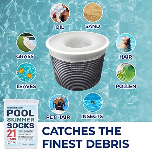 MadayFormula 21 Pack of Pool Filter Socks to Protect Your Water Filtration System, Hot Tubes, and Spas, Ultra Fine Mesh Pool Skimmer Basket Sock to Catch The Finest Debris in Pool