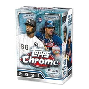 2021 topps chrome baseball cards blaster box 32 cards. includes 2 sepia and 2 pink refractors