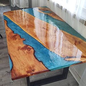 Epoxy Table, Live Edge Wooden Table, Epoxy Resin River Table, Natural Wood,Dining Table, Natural Epoxy Table, Resin Table 42" x 24" Inch