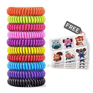 20 pack mosquito bracelets with 4 patches - waterproof wrist bands for kids & adults, natural deet-free resealable