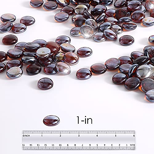 Empava 10 lbs. 1.0-in Drop Beads Reflective Tempered Glass for Gas Fire Pit, Amber