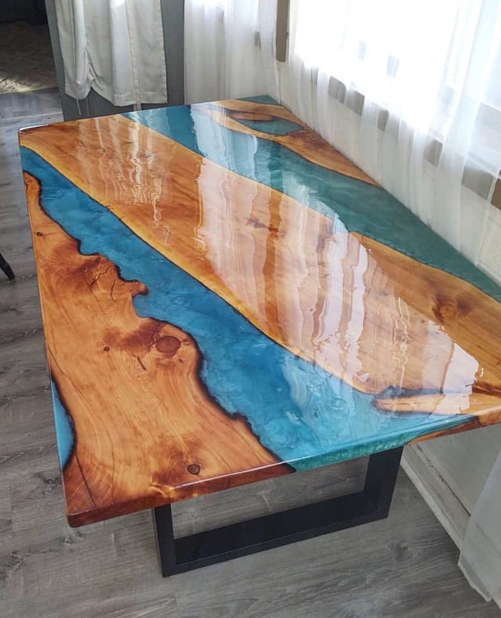 Epoxy Table, Epoxy Resin River Table, Live Edge Wooden Table, Natural Wood,Dining Table, Natural Epoxy Table, Resin Table 54" x 27" Inch