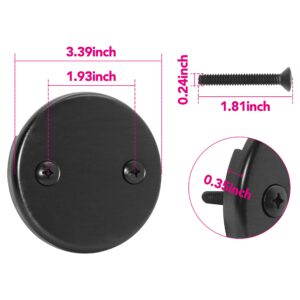 MULAN RP31556RB Faucet Overflow Plate and Screws Replacement Compatible with Delta Bath Waste Drain Assemblies,Black