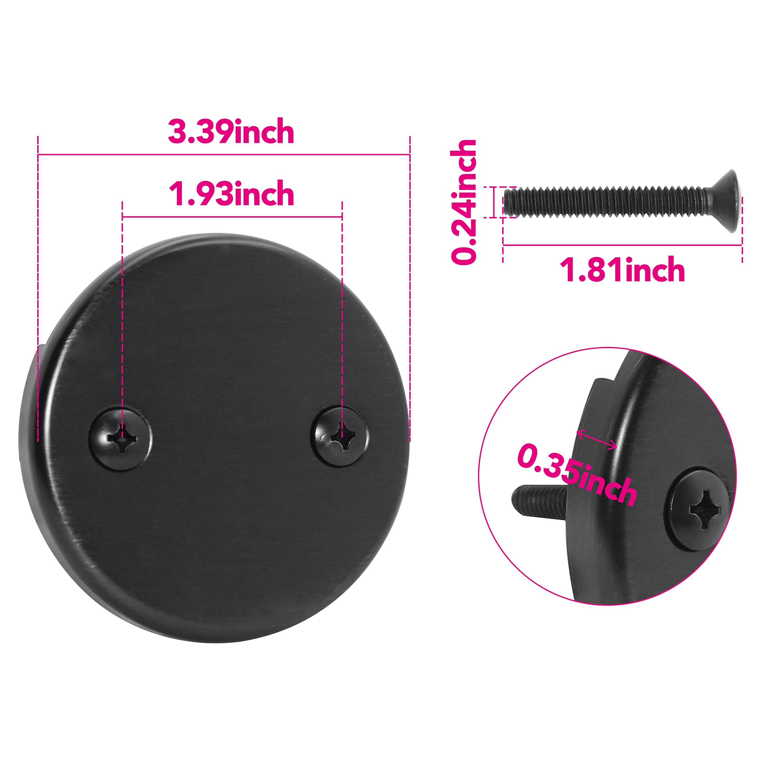 MULAN RP31556RB Faucet Overflow Plate and Screws Replacement Compatible with Delta Bath Waste Drain Assemblies,Black