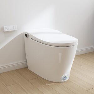 horow luxury smart toilet, upgraded and modern with bidet built-in, tankless toilet with automatic powerful flush, auto open/close lid, heated bidet seat, instant warm water