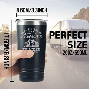 Truck Driver Gifts For Men - Now You Know What an Awesome Truck Driver Looks Like - 20oz/590ml Stainless Steel Insulated Tumbler - Christmas, Thank you, Retirement Gifts For Truck Driver - (Black)