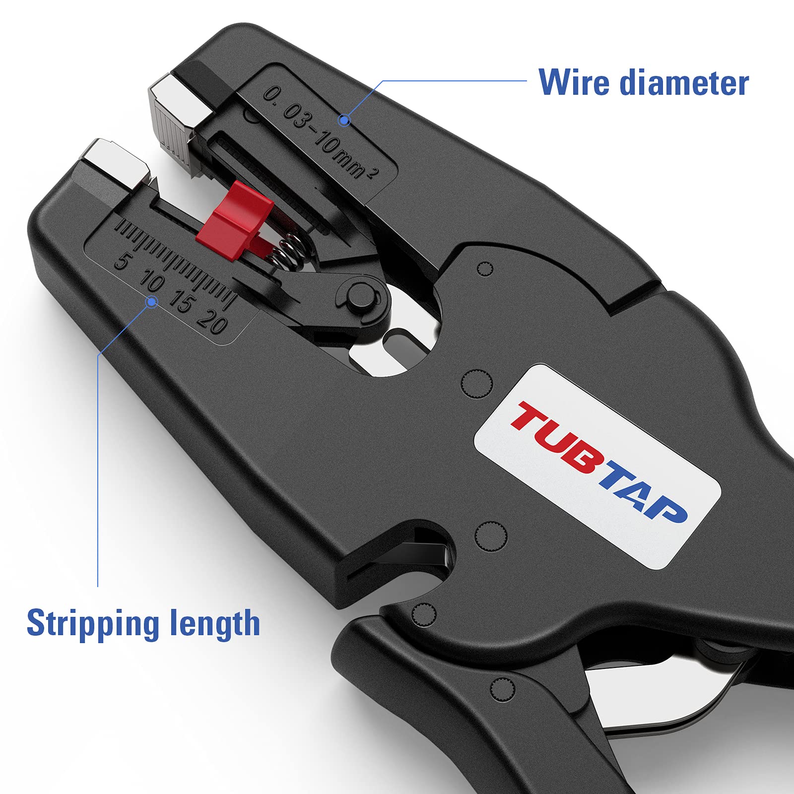 Wire Stripper Automatic, TUBTAP Quick 2 in 1 Wire Stripper Tool [AWG 32-7] - Self Adjusting Wire Stripper for Single-Conductor Stranded or Solid Wire, Wire Stripper Tool for Range 0.25-0.75 Inch