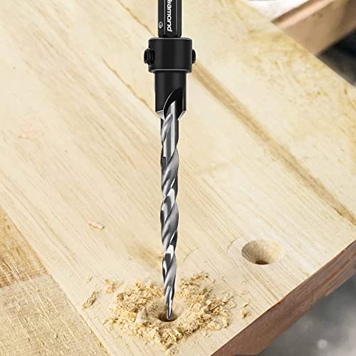 OKDIAMOND Wood Countersink Drill Bit Set Tapered Drill Bits with 1/4" Hex Shank Quick Change Twist Drill for Woodworking 5 Piece (#4, 6, 8, 10, 12) (5 Piece)