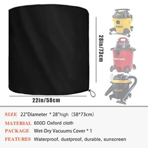 Heavy Duty Wet Dry Vacuum Cover, 22x28 inches, Black, 600D Fabric, Handle and Drawstring, Protects Against Sun, Rain, Snow