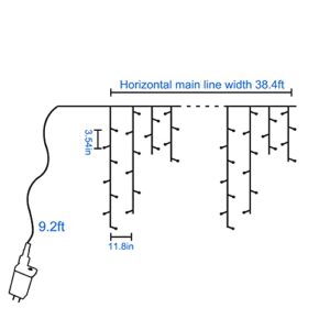 Bstge Christmas Icicle Lights Outdoor, 38.4ft LED Plug in LED String Lights with 8 Modes, Waterproof Christmas Icicle Lights for Patio, Yard, Garden Decoration (White)