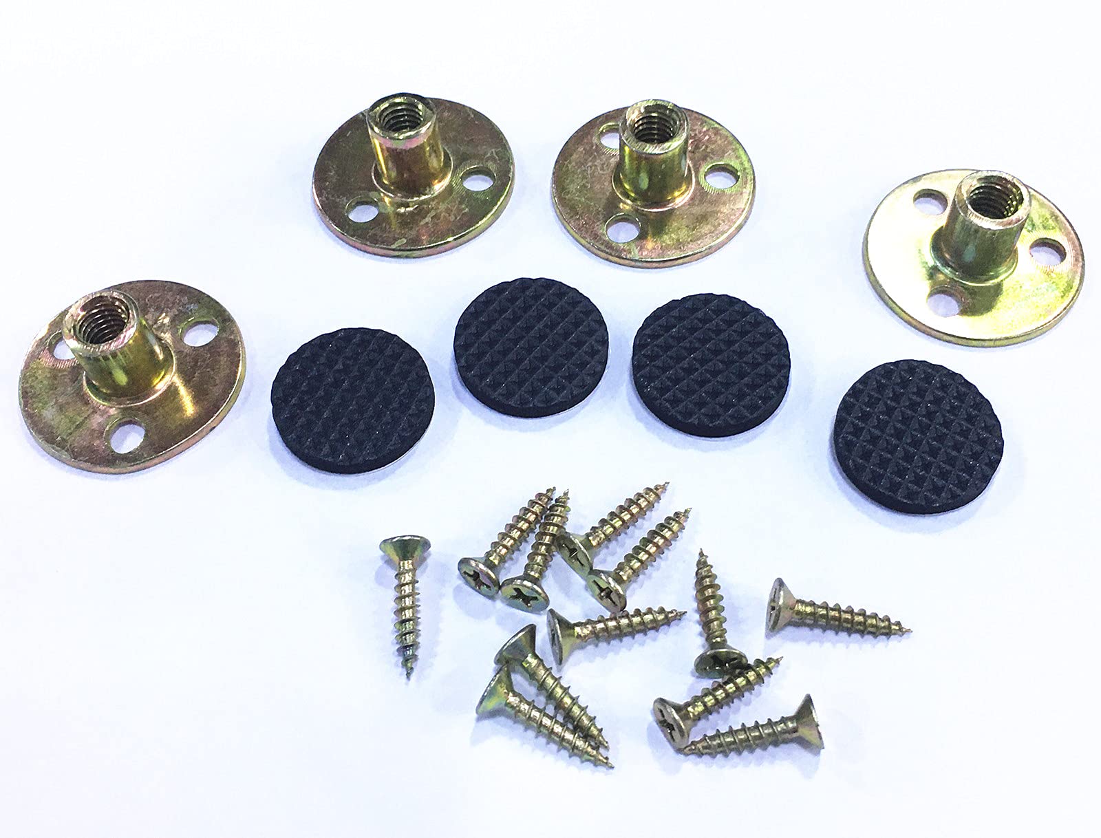 WEICHUAN Simple Furniture Legs Mounting Hardware Sets - Include 5/16" -18 Coarse Attachment Plates, Screws and Rubber Pads for Sofa Couch Chair Legs